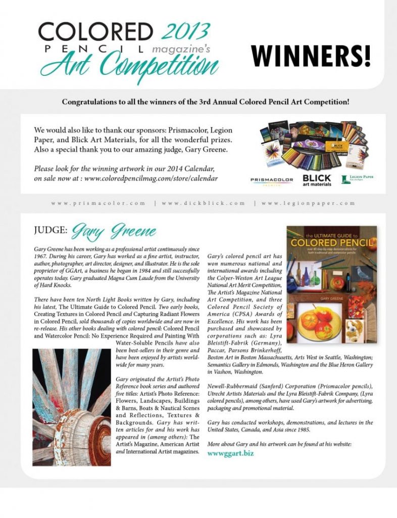 2013 Winners COLORED PENCIL Magazine